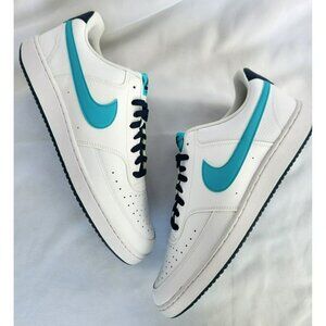 14 MEN'S NIKE COURT VISION LOW NBA WHITE BLUE DM1187-100 SNEAKERS
